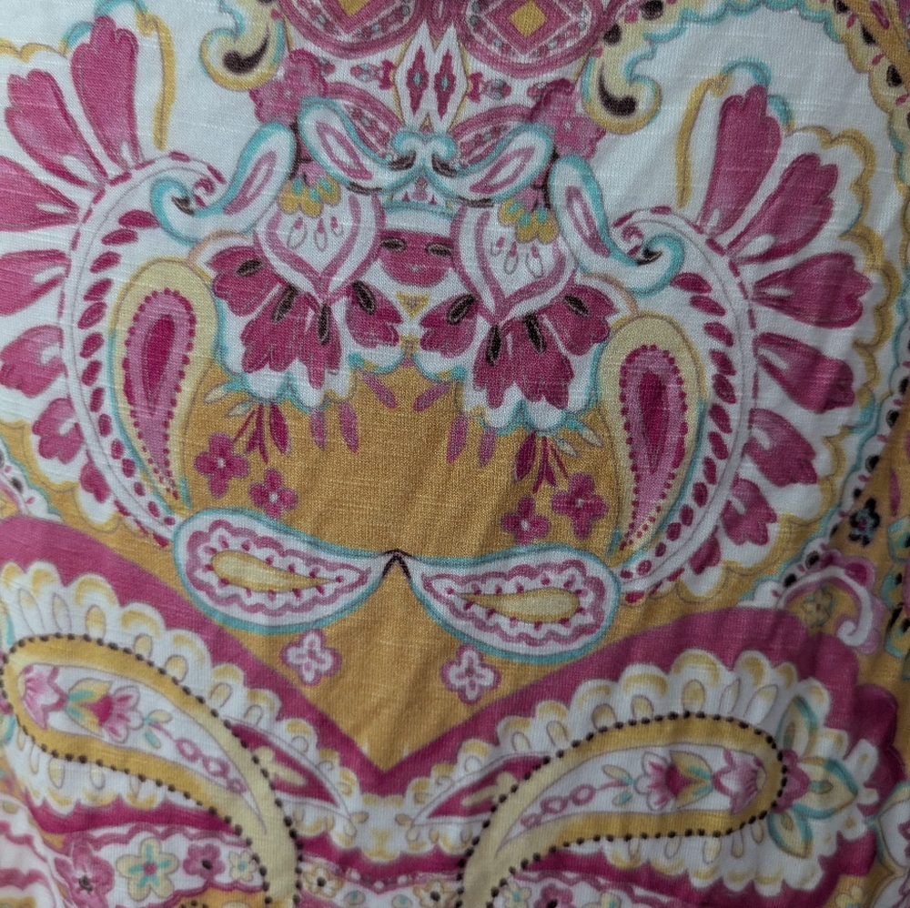 Hale Bob Floral Paisley Sleeveless Jersey V-neck Tie Top-L- - Picture 3 of 10